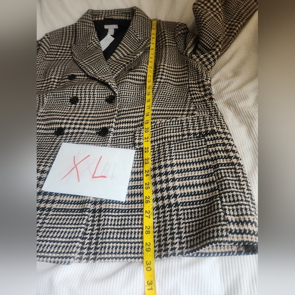 H&M Oversized Double-Breasted Plaid Blazer. Beige/black/white, Checked BNWT - Picture 15 of 16